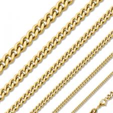 Gold Cuban Curb Link Stainless Steel Necklace